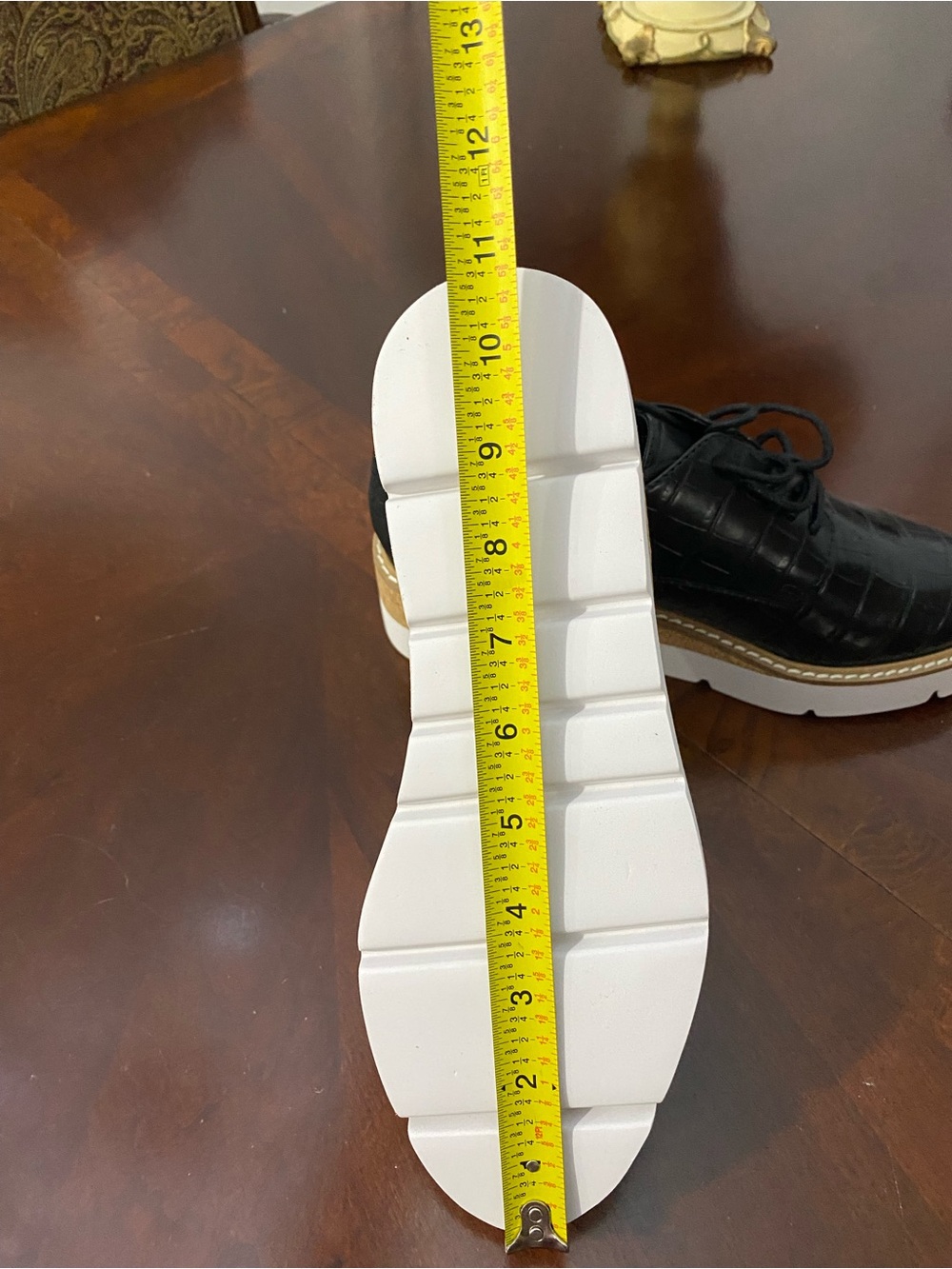 Steve Madden Black Croc-Embossed Lace-Up Platform Oxfords with White Sole - Picture 13 of 15